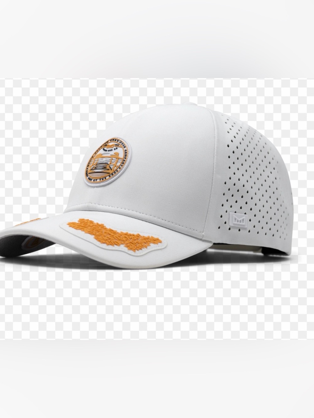 NWT MELIN WhitePerformance Cap with mustard yellow Accent SnapBack